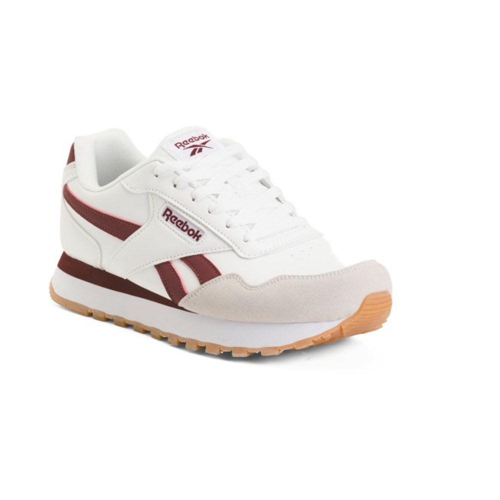 Reebok‎ Men's Size 10M Harman Double Sneakers Suede Leather White Grey Burgundy